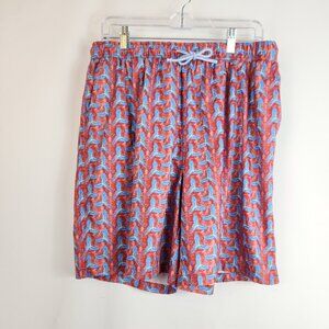 Peter Millar Men’s Parrot Print Swim Trunks Red XL Resort Coastal Golf Vacation